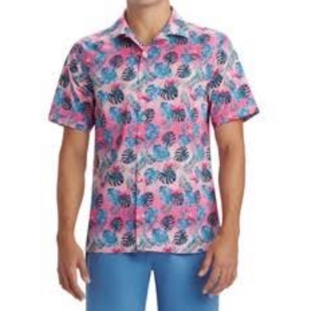 Bugatchi Flamingo Hawaiian Shirt